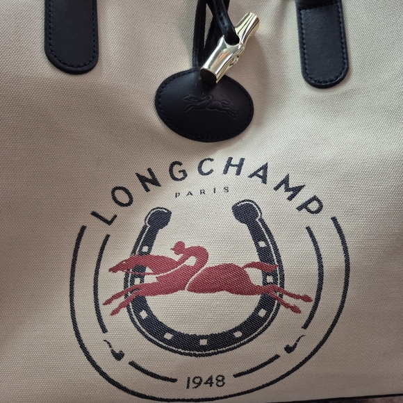 Longchamp Large Rosea 1948 Canvas Leather Tote Bag - Picture 14 of 16